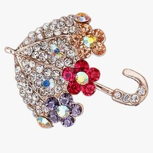 Fashion Jewelry Colorful Floral Umbrella Brooch